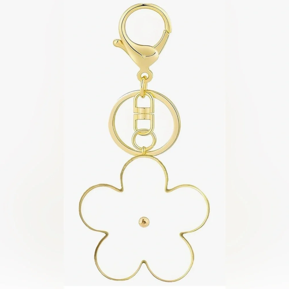 Elegant Floral Keychain Set - Pink, White, Black